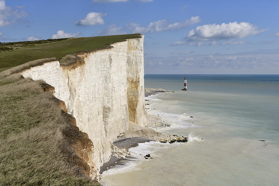 England, Sussex, Eastbourne, Seven Sisters Country Park, Beachy Head, Lighthouse and Seven Sisters Chalk Cliffs Photograph by Westend61