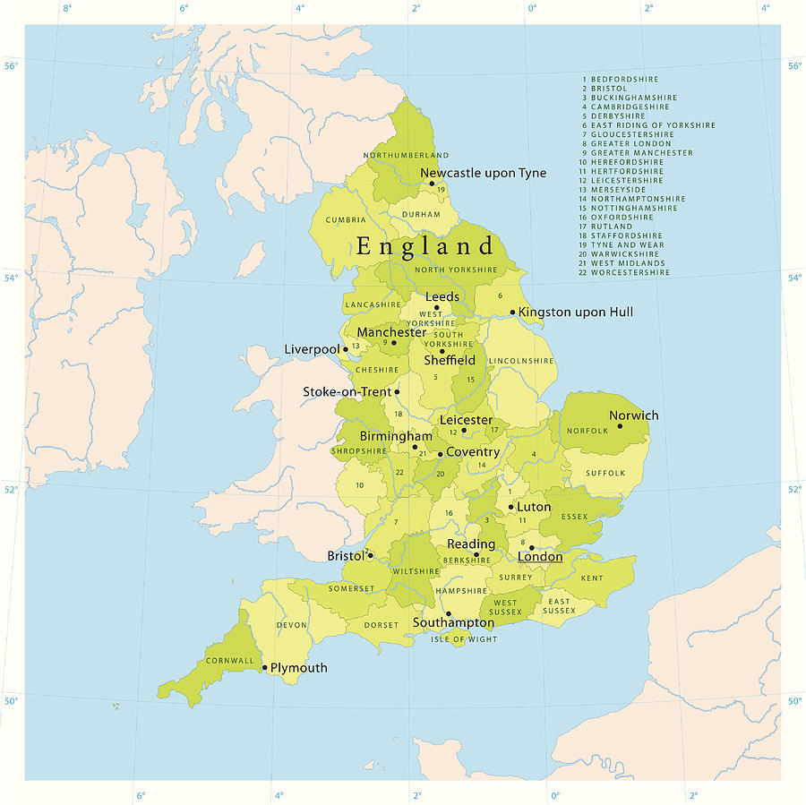 England Vector Map Drawing by FrankRamspott