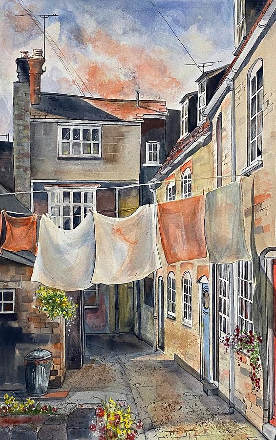England Wash Day Painting by Nancy Lake Watercolor