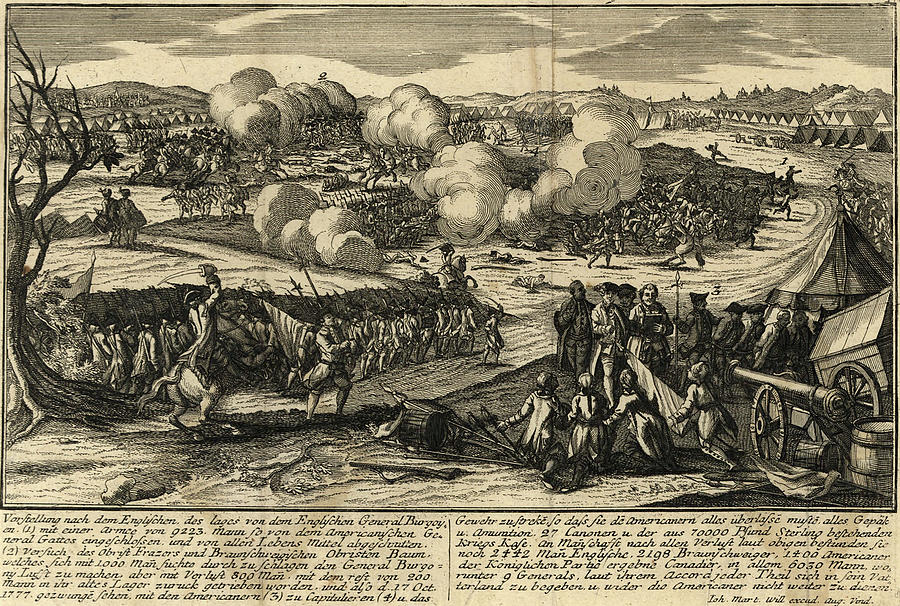 Map Drawing - English Army of General Burgoyne with his German Troops 1777 by Vintage Military Maps