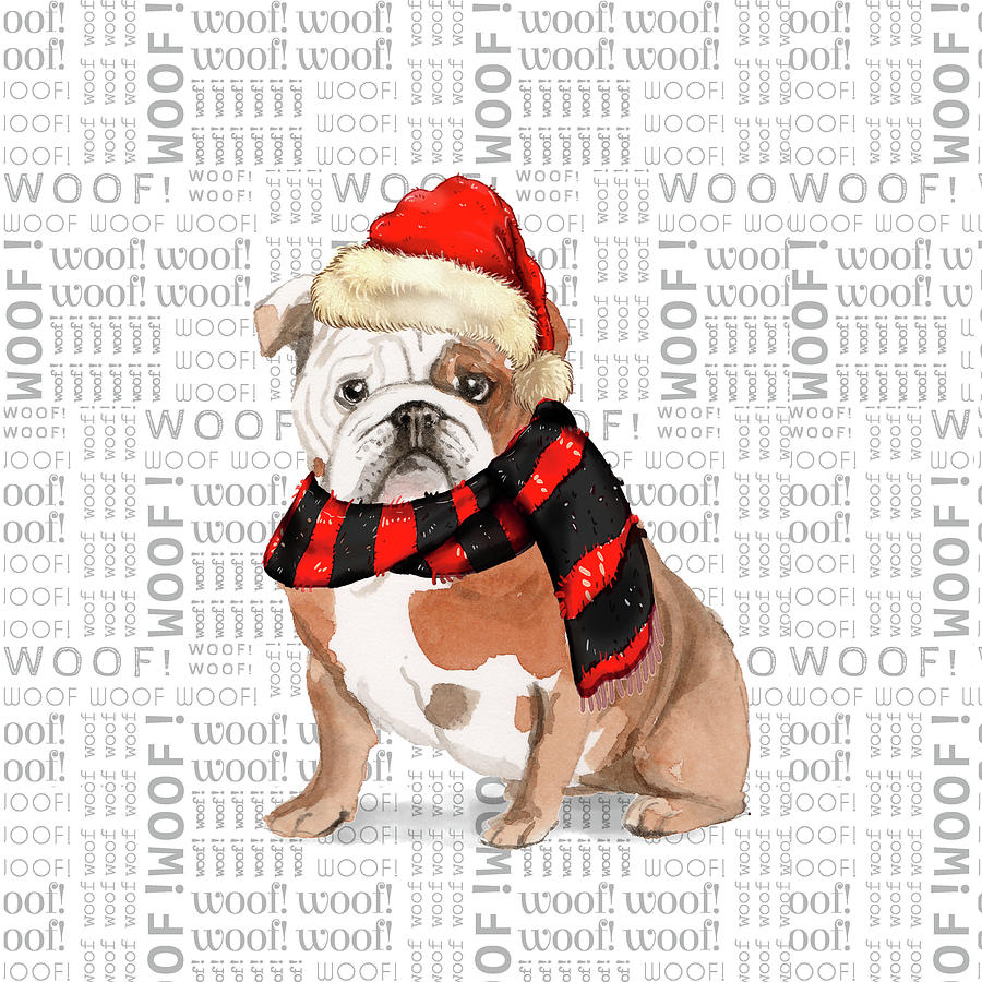English Bulldog Christmas Dog Digital Art by Doreen Erhardt