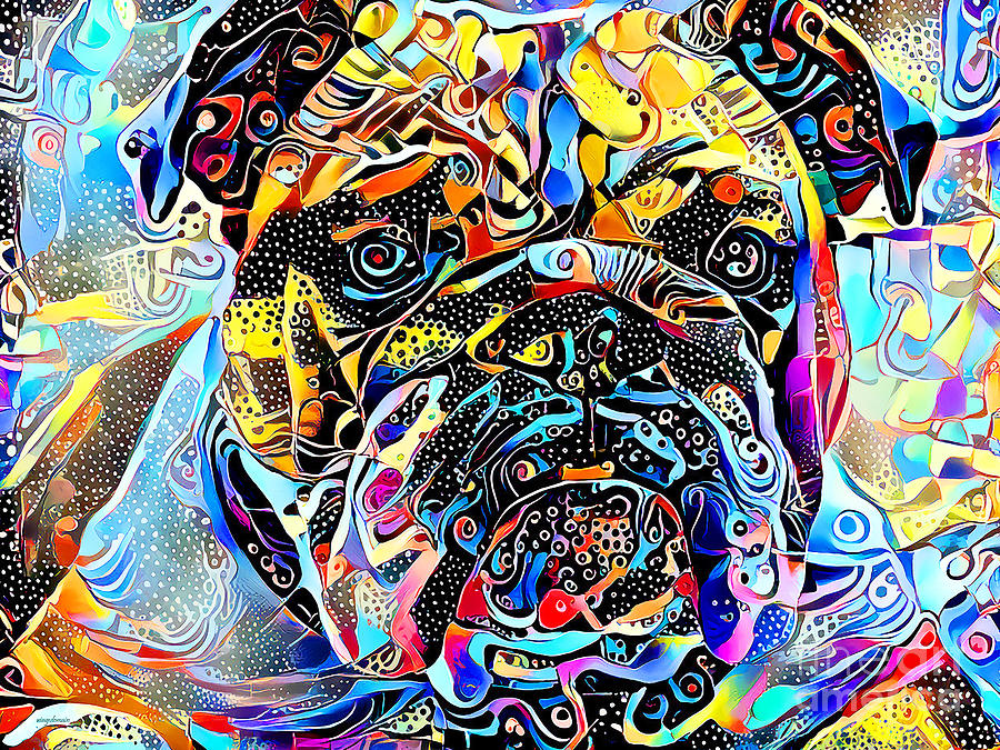 English Bulldog In Vibrant Contemporary Surreal Abstract Colors 20210203 v2 Photograph by Wingsdomain Art and Photography