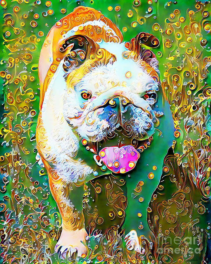 English Bulldog In Vibrant Whimsical Colors 20200721v1 Photograph by Wingsdomain Art and Photography