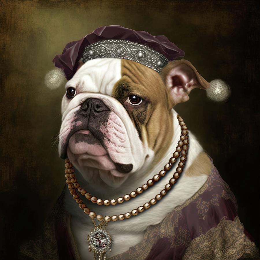 English bulldog Rembrandt-style painting  Painting by Vincent Monozlay