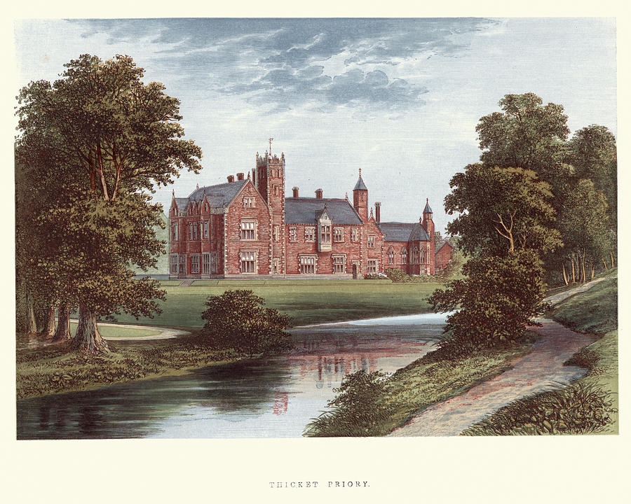 English country mansions - Thicket Priory, North Yorkshire Drawing by Duncan1890