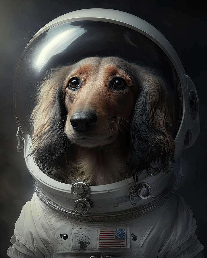 English Cream Dachshund Dog Astronaut in A Space Suit Digital Art by ...