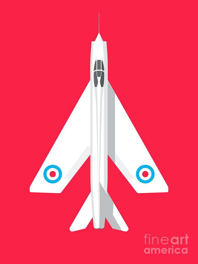 Jet Digital Art - English Electric Lightning fighter jet aircraft - Crimson by Organic Synthesis