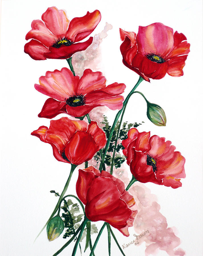 English Field Poppies. Painting by Karin Dawn Kelshall- Best