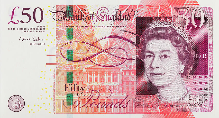 England Photograph - English fifty pound note by Roberto Morgenthaler