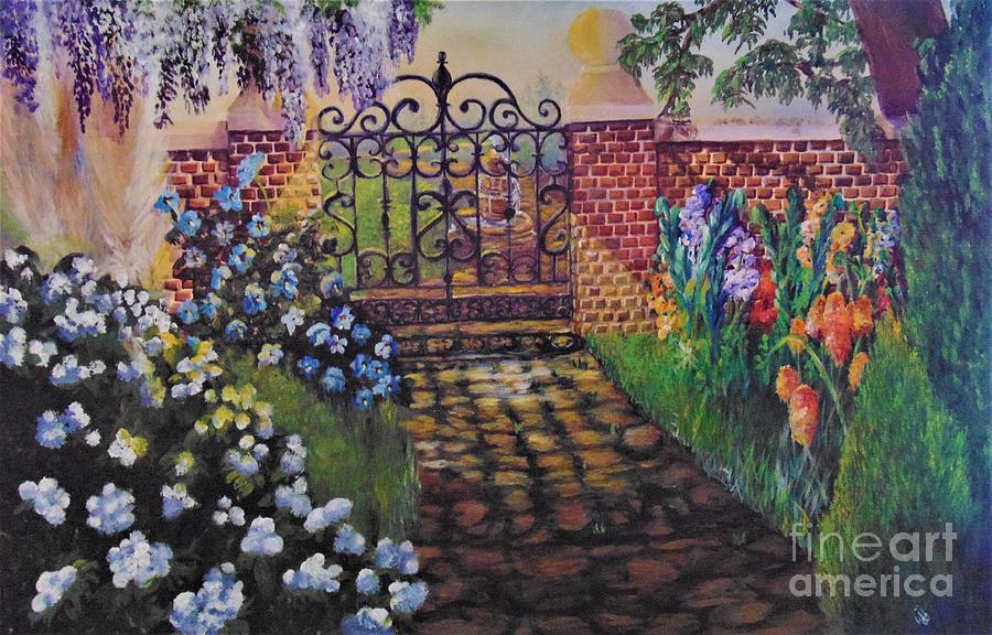 English Garden Painting by Saundra Johnson