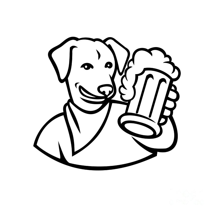 English Lab Dog Beer Mug Black And White Digital Art