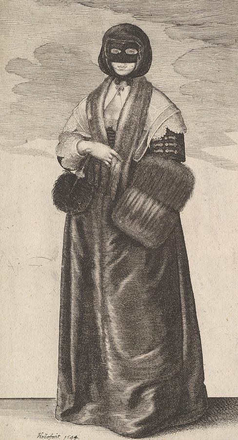 English Lady in Winter Costume Relief by Wenceslaus Hollar