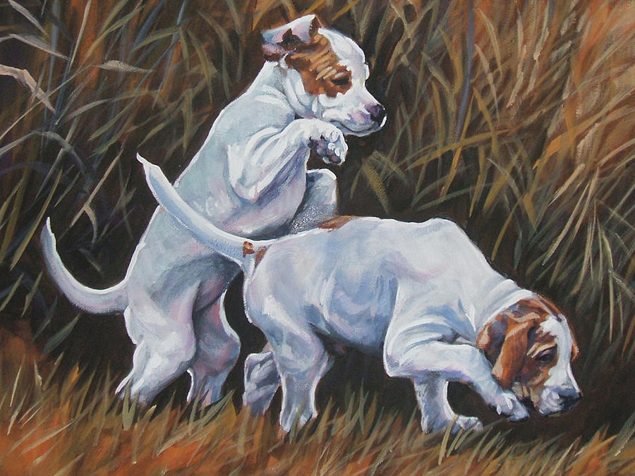 English Pointer Pups Painting by Lee Ann Shepard