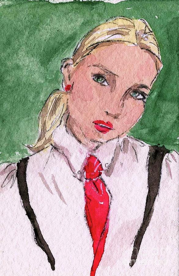 English School Girl Painting by PJ Lewis