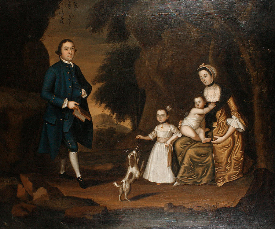 English School Late 18th Century A Family Portrait Parkland Beyond Painting