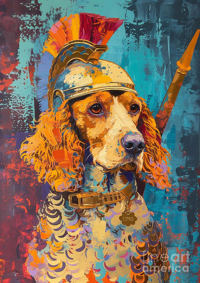Dog Painting - English Setter - adorned as a Roman nobles bird dog, graceful and elegant by Adrien Efren