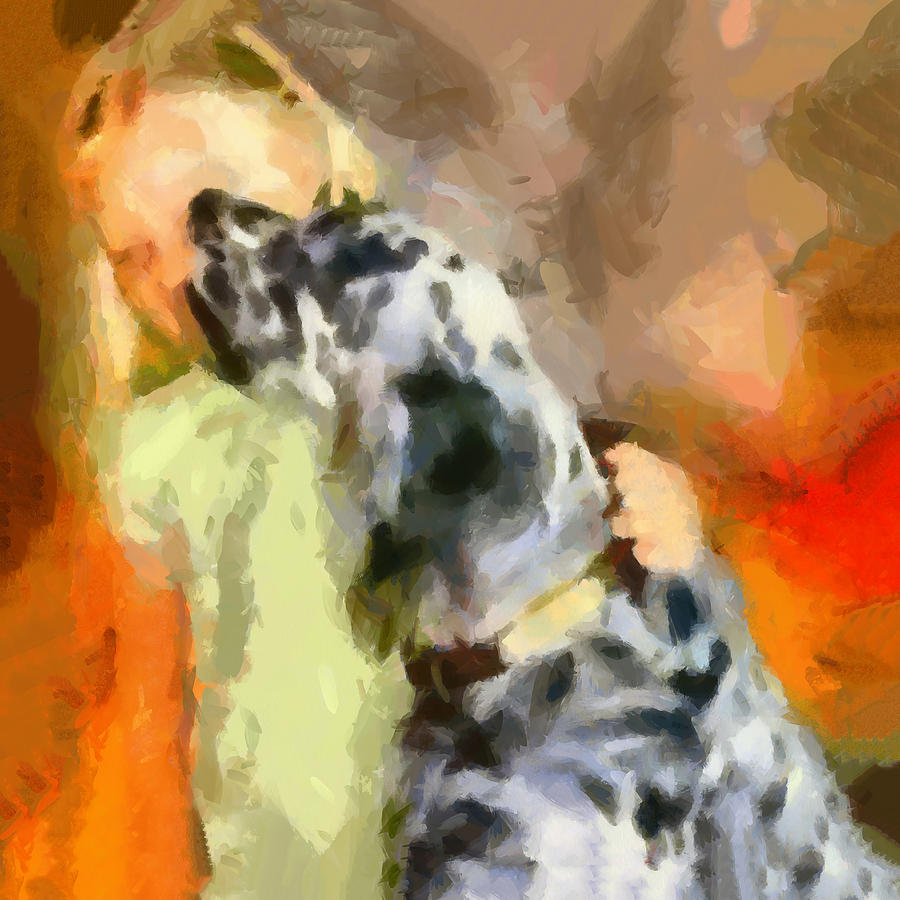 English Setter and Child Painting by Doggy Lips