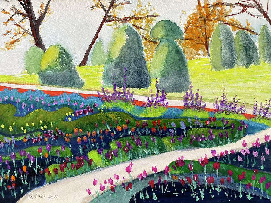 English Tulip Garden Painting by Roxy Rich
