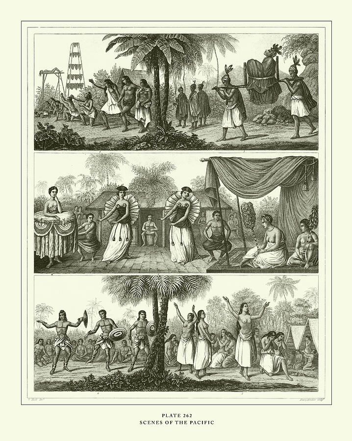 Engraved Antique, Scenes of the Pacific Engraving Antique Illustration, Published 1851 Drawing by Bauhaus1000