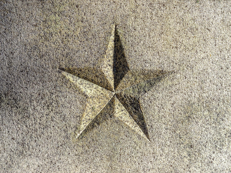Engraved Five-Point Star in Granite Photograph by Mark Roger Bailey