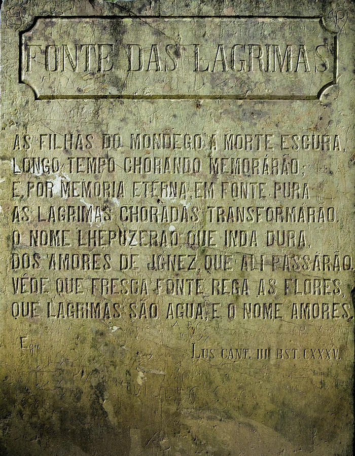 The Engraved Stone Slate of Fonte das Lagrimas Photograph by Angelo ...