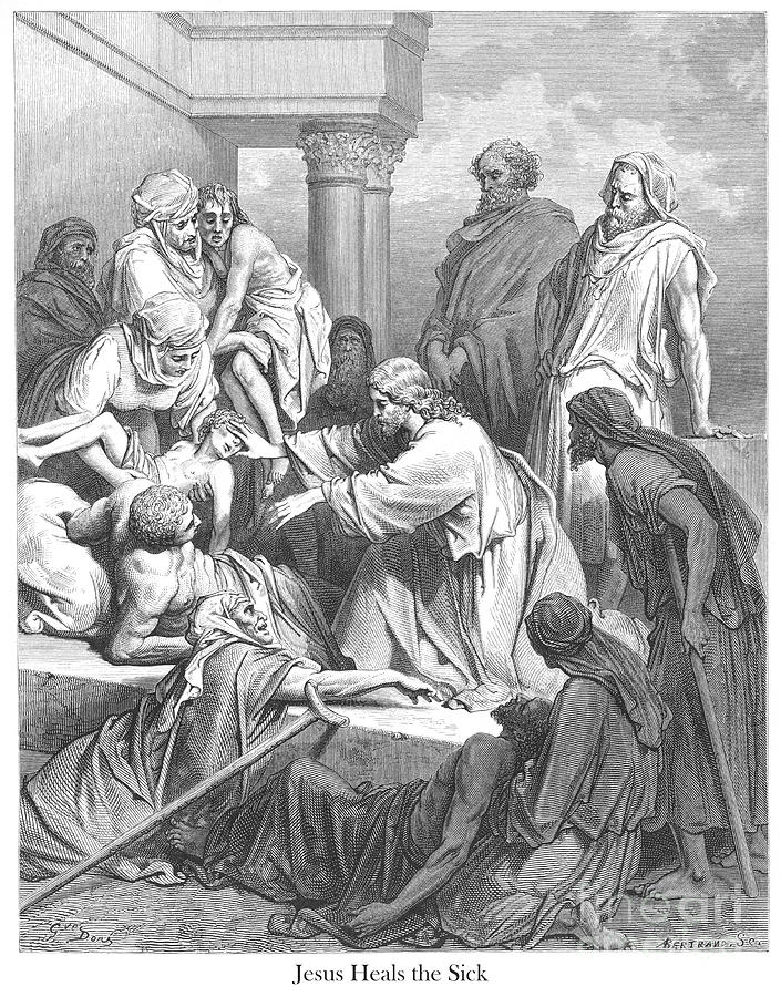 Engraving of Jesus Healing the Sick by Gustave Dore w1 Photograph by Historic illustrations