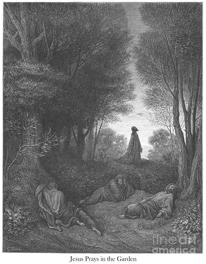 Engraving of Jesus Praying in the Garden by Gustave Dore w1 Photograph ...
