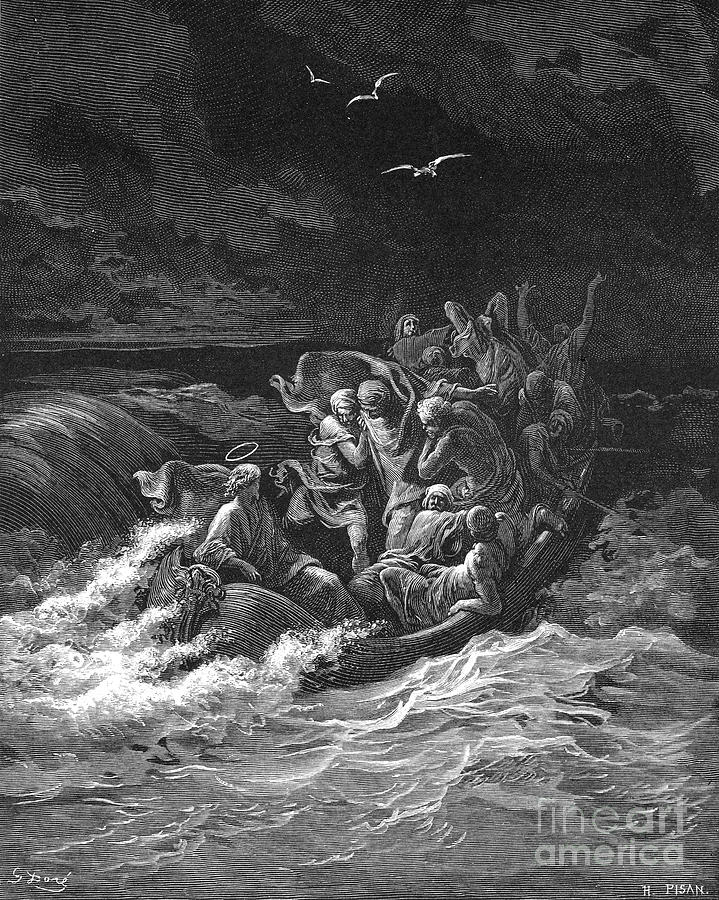 Engraving of Jesus Stilling the Tempest by Gustave Dore k1 Drawing by ...