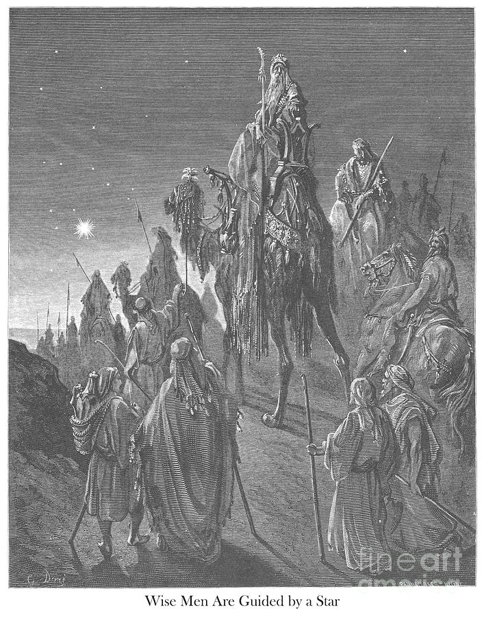 Engraving of The Wise Men Guided By The Star by Gustave Dore w1 Photograph by Historic illustrations