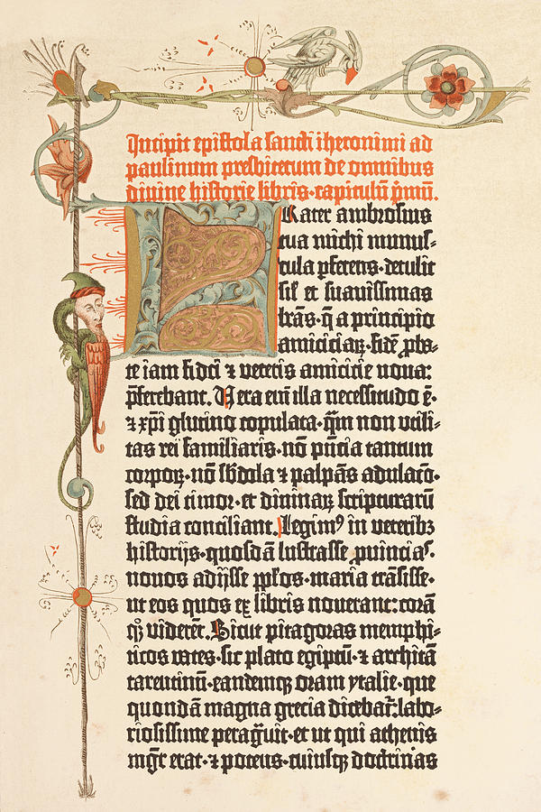 Engraving page of Gutenberg bible printed in 1455 Photograph by Grafissimo