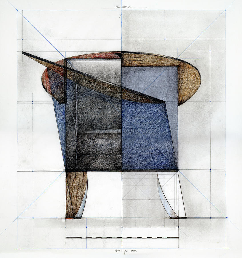 Enigma Chair Analytique Drawing Drawing by Paul HAIGH