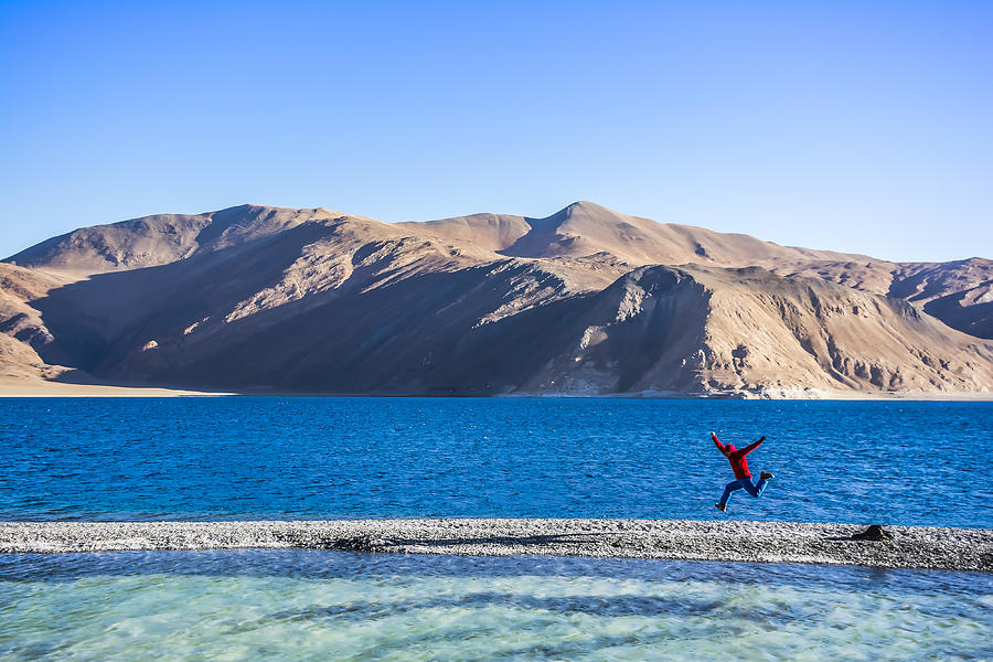 Enjoying at Pangong Lake, Ladakh, India. Photograph by Kriangkrai Thitimakorn
