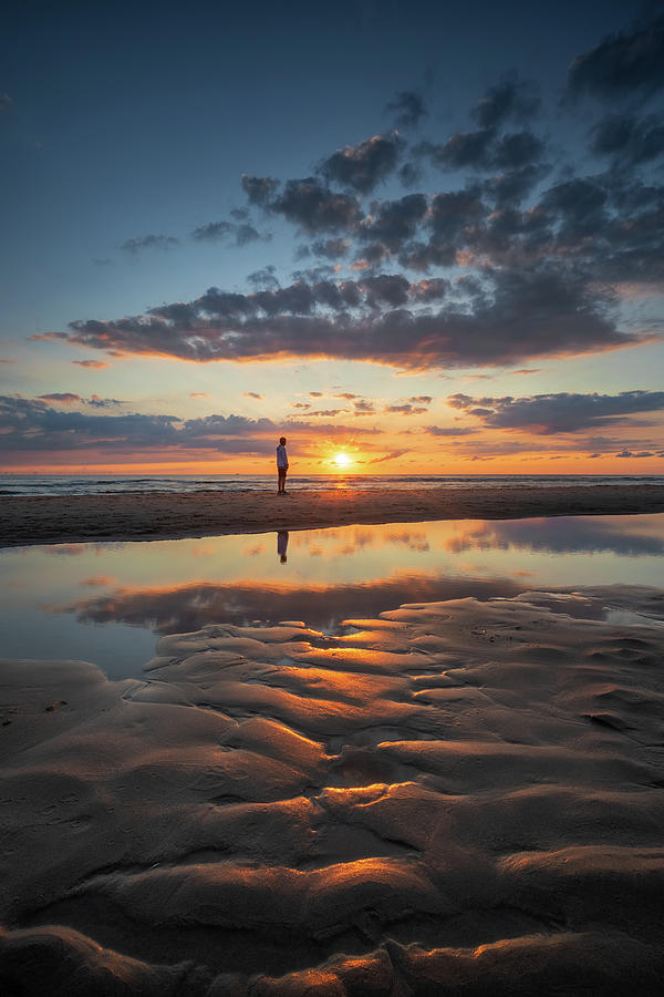 Sunset Photograph - Enjoying the sunset at the Dutch coast by Martin Podt
