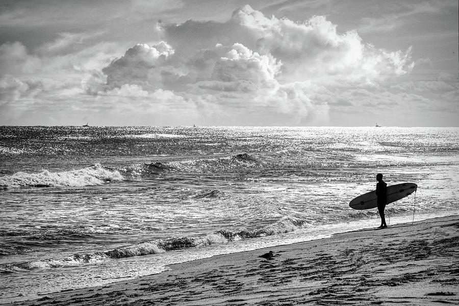 Enjoying the Surf in Black and White Photograph by Debra and Dave Vanderlaan