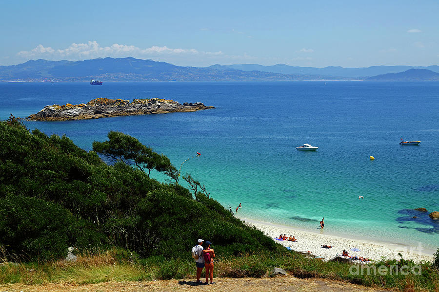 Enjoying the view from the Cies Islands Galicia Spain Photograph by James Brunker