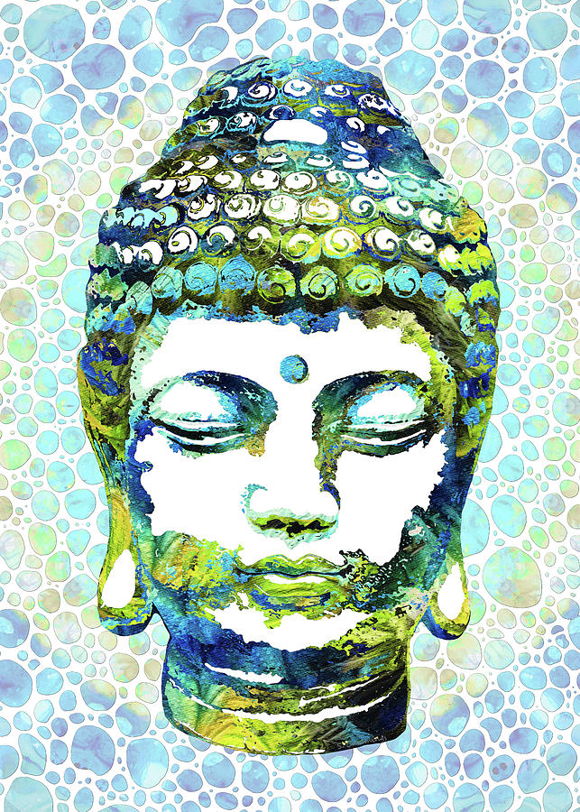 Enlightenment - Buddha Head Art - Sharon Cummings Painting by Sharon Cummings
