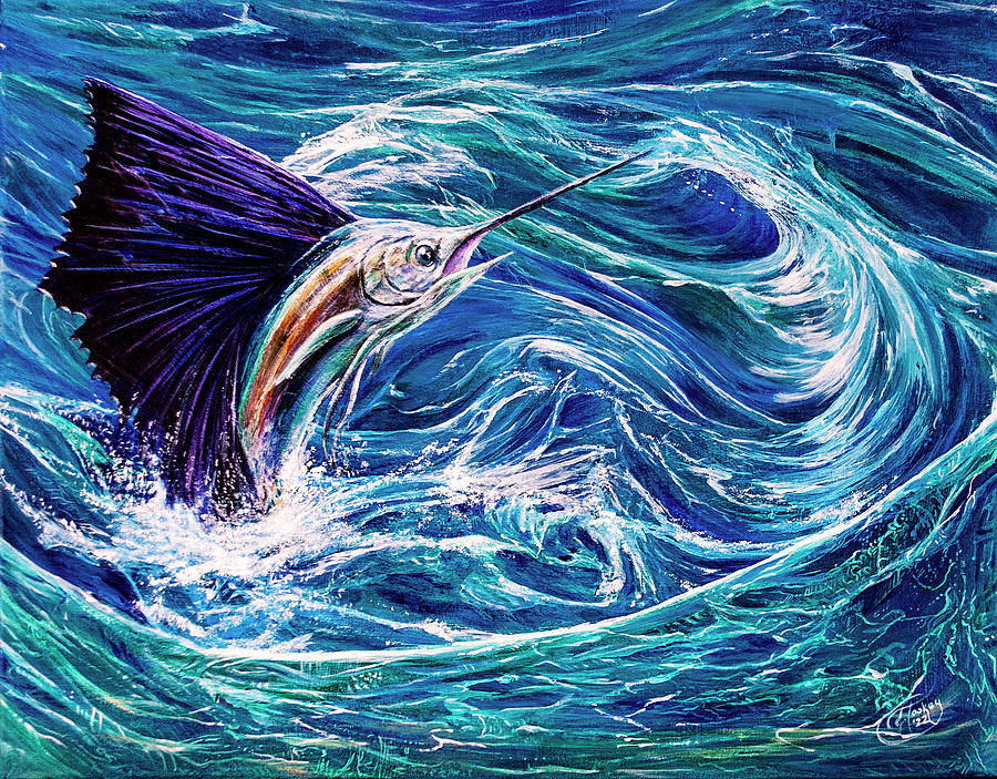 Enso 3 - Sailfish Painting by Jessica Tookey