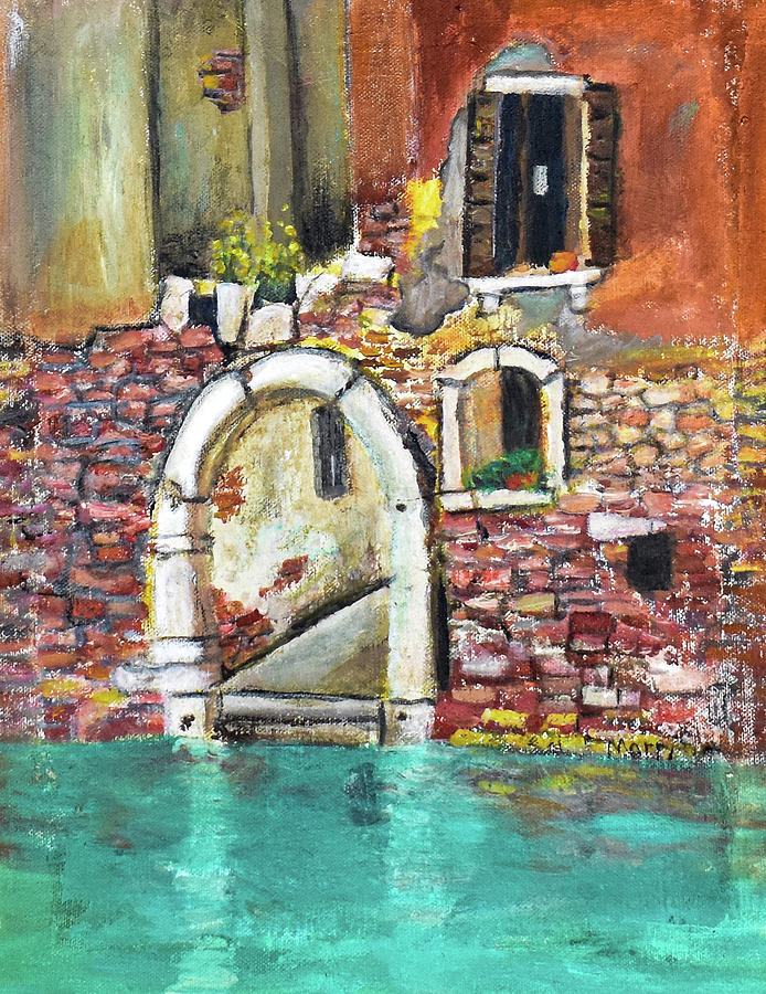 Entrance in Venice Italy - en plein air Painting by Morri Sims