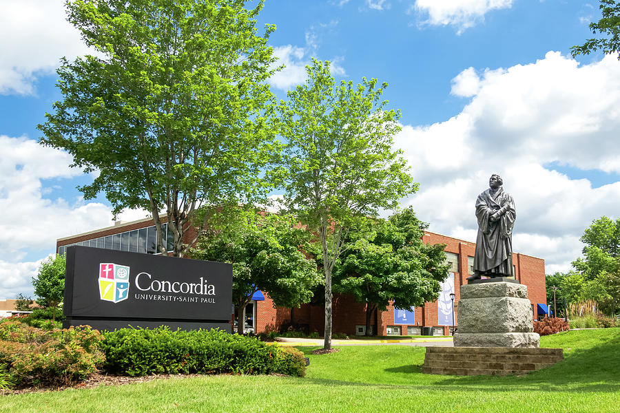 Entrance Sign And Martin Luther Statue At Concordia University ...