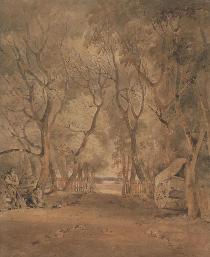 Entrance to Earlham Park, near Norwich Drawing by John Crome