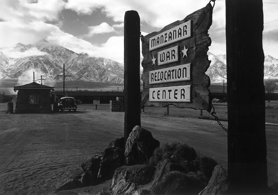 Entrance to Manzanar, Manzanar Relocation Center Photograph by Ansel Adams