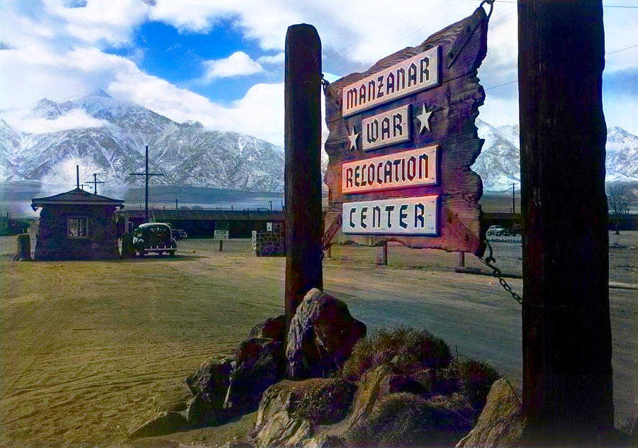 Entrance to Manzanar Manzanar Relocation Center Color Photograph by Ansel Adams