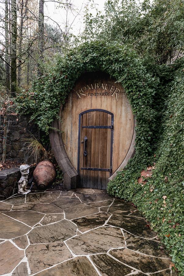 Entrance to one of the wine cellar caves at the Rombauer winery in Californias Napa Valley by Les Classics