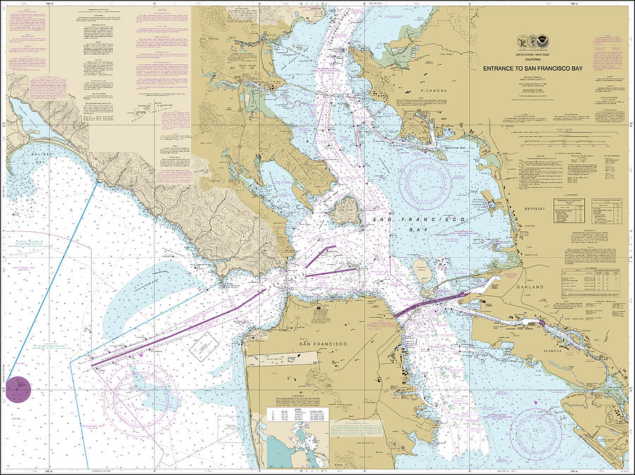 Entrance to San Francisco Bay Chart 18649 No Borders Digital Art by ...