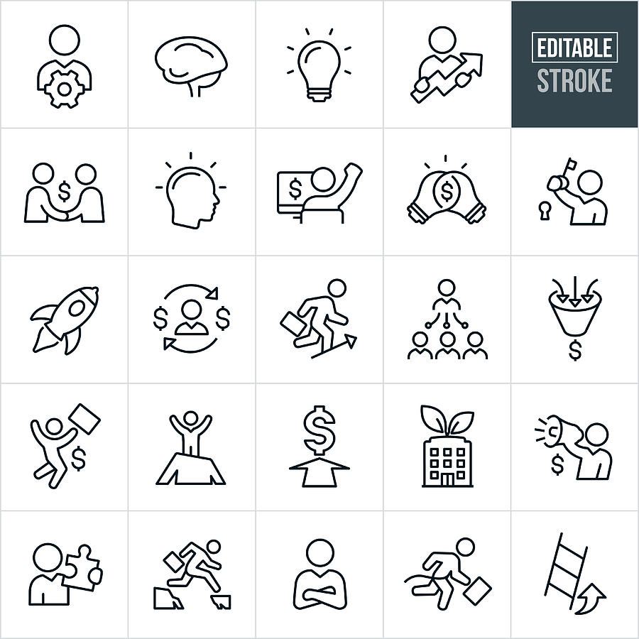 Entrepreneur Line Icons - Editable Stroke Drawing by Appleuzr