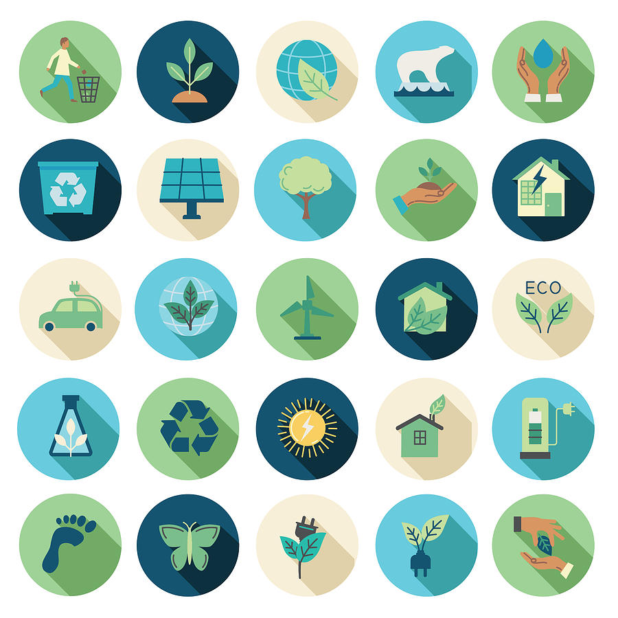 Environment Flat Design Icon Set Drawing by Diane555