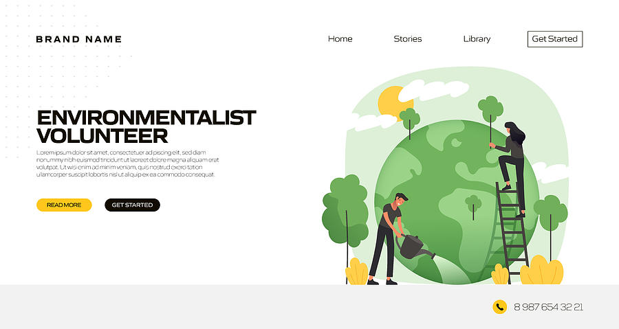 Environmentalist Concept Vector Illustration for Landing Page Template, Website Banner, Advertisement and Marketing Material, Online Advertising, Business Presentation etc. Drawing by Designer
