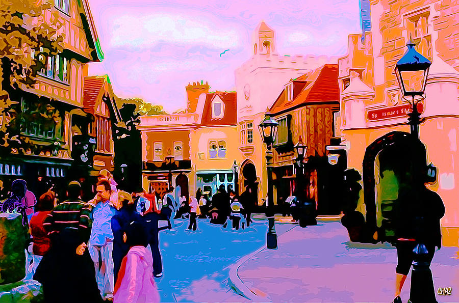 EPCOT - English Village Painting by CHAZ Daugherty