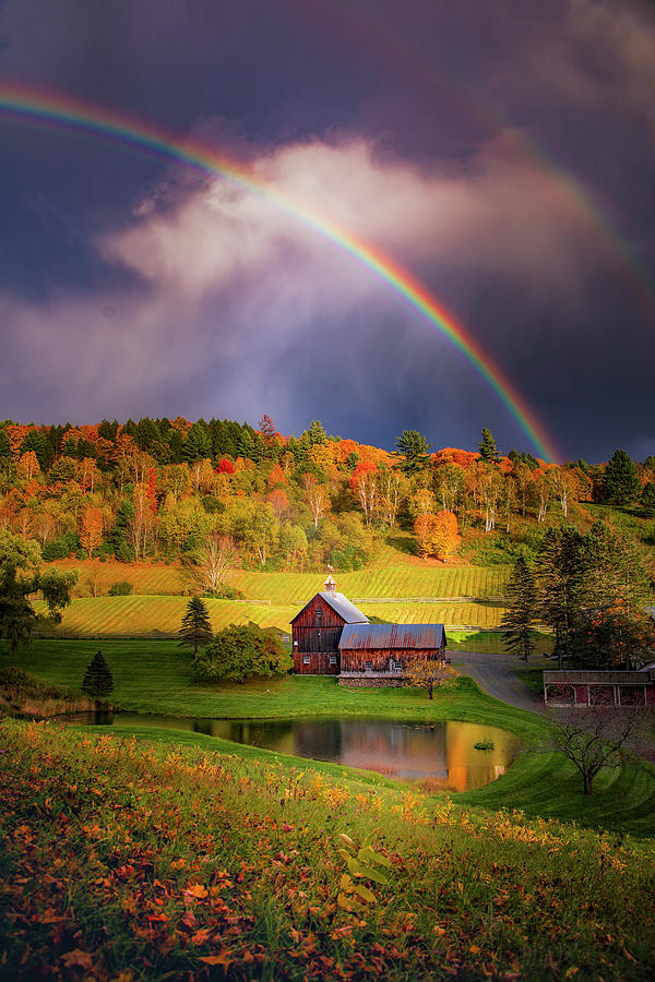 Epic Autumn Rainbow Farm, Vermont Photograph by Vincent James
