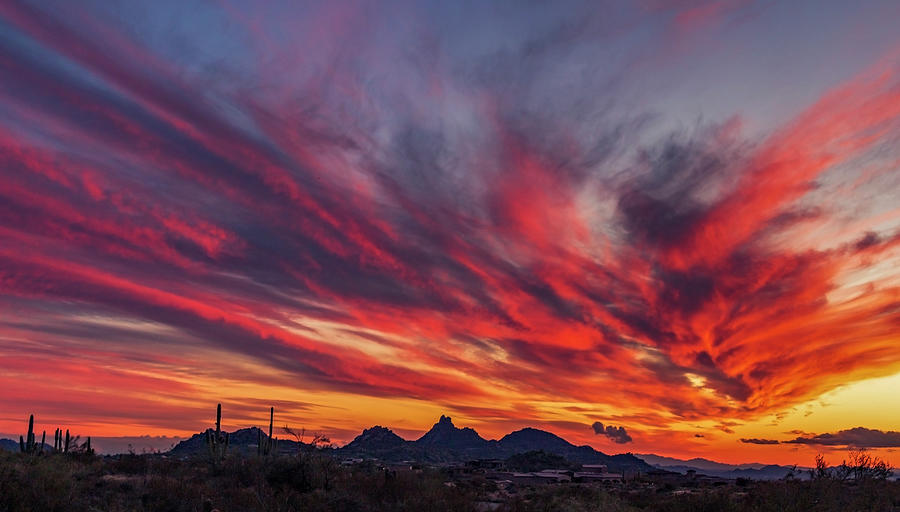 Epic Sunset Skies Over North Scottsdale Az Photograph By Ray Redstone Fine Art America